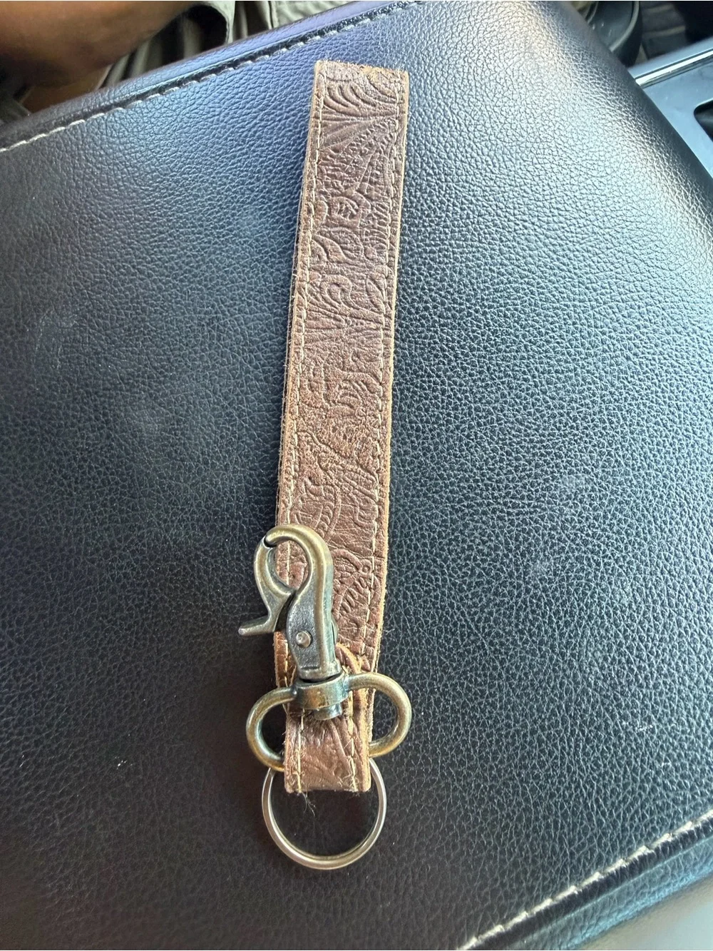 myra brown leather keychain